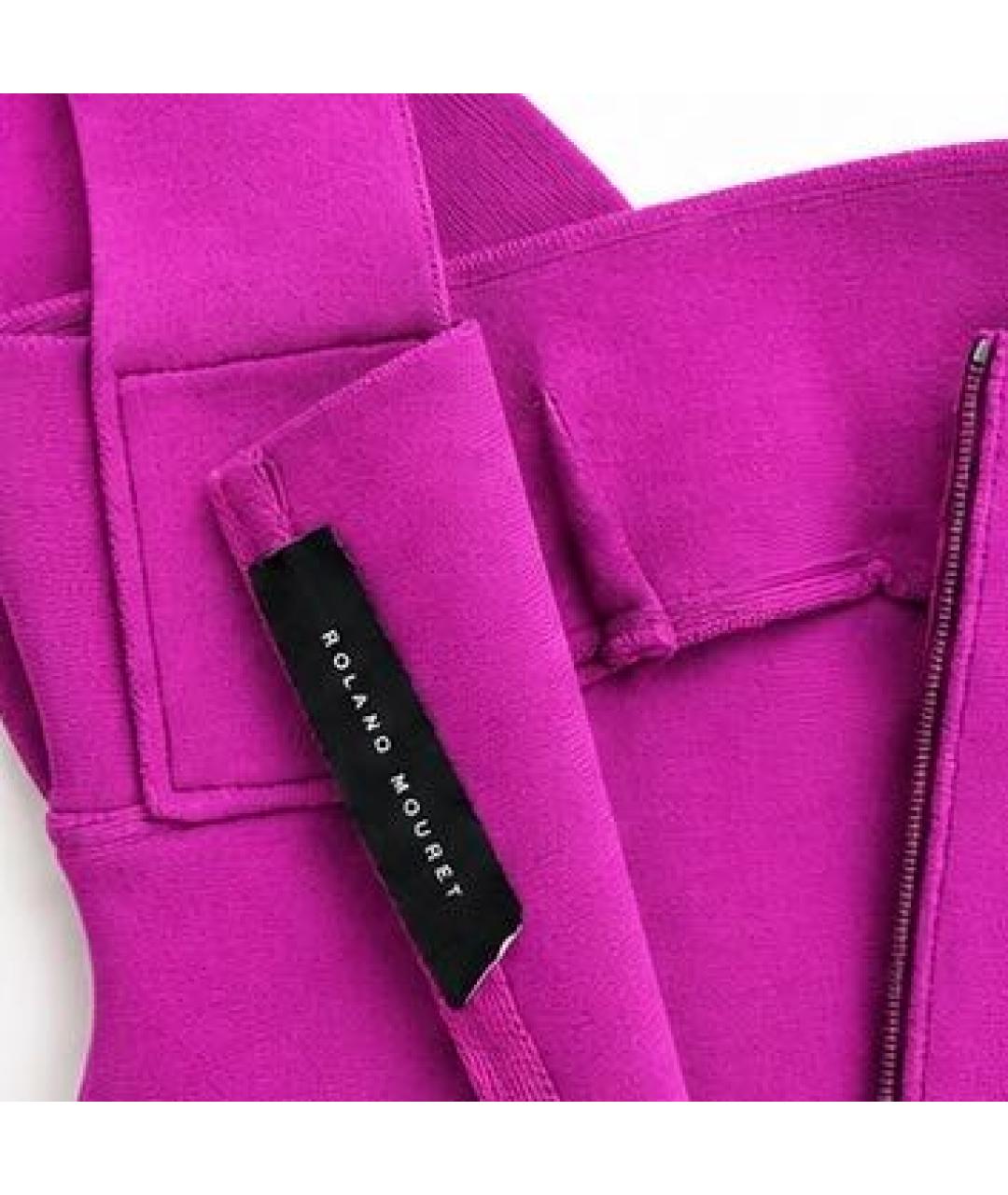 ROLAND MOURET Фуксия хлопко-эластановое коктейльное платье, фото 3