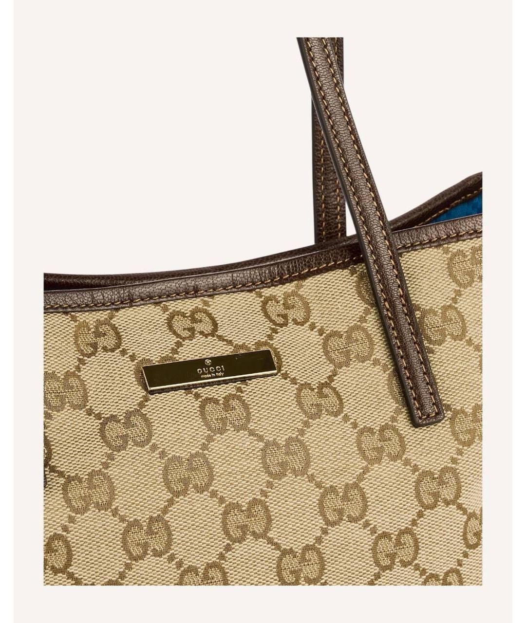 GUCCI Коричневая сумка тоут из канвы, фото 3