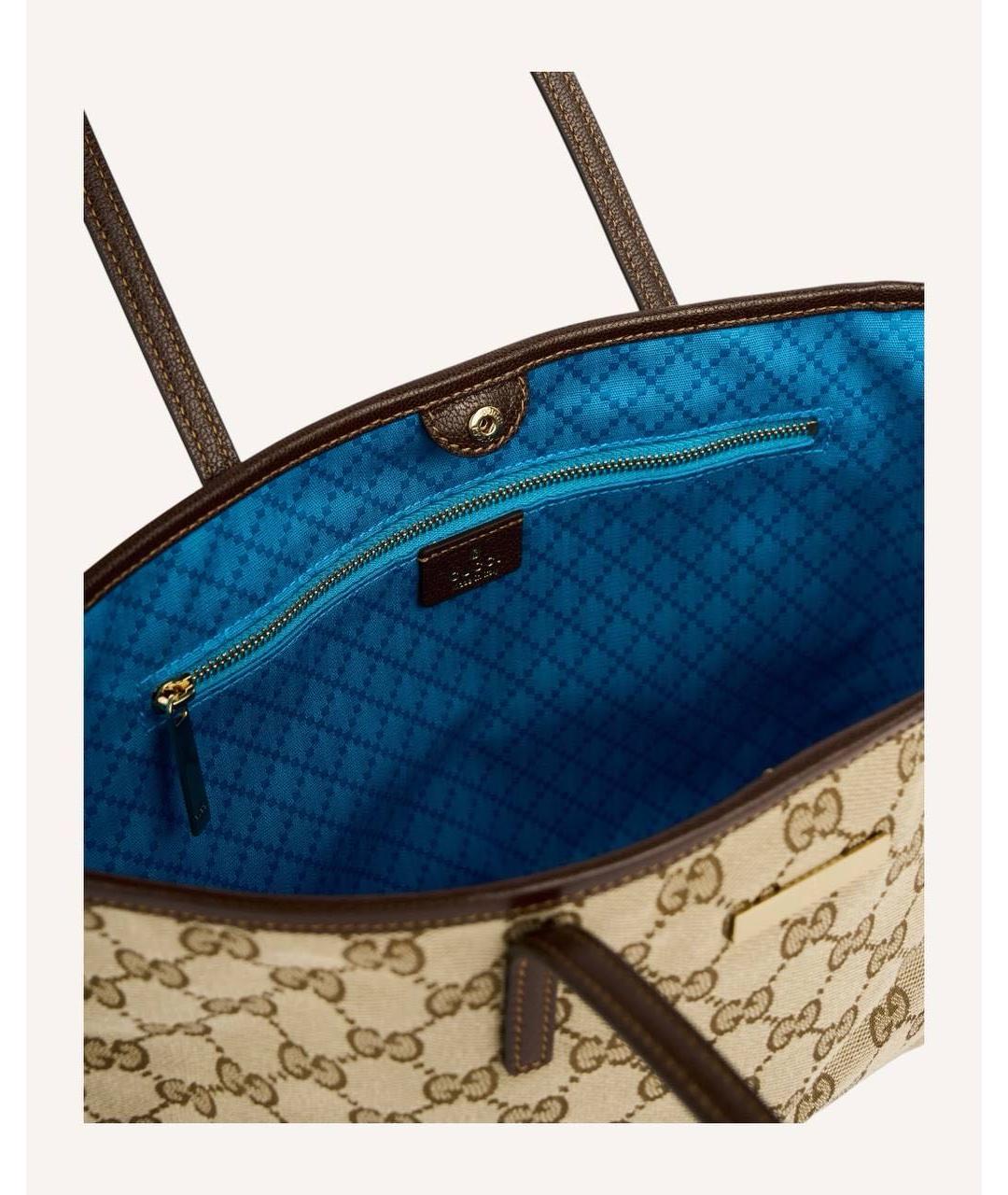 GUCCI Коричневая сумка тоут из канвы, фото 5