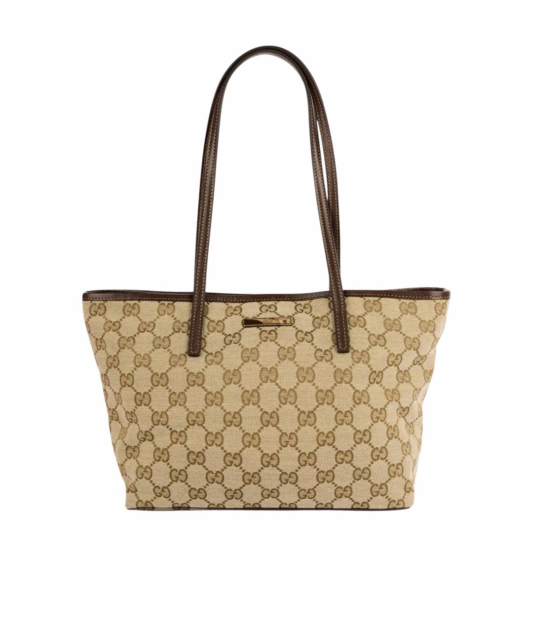 GUCCI Коричневая сумка тоут из канвы, фото 1
