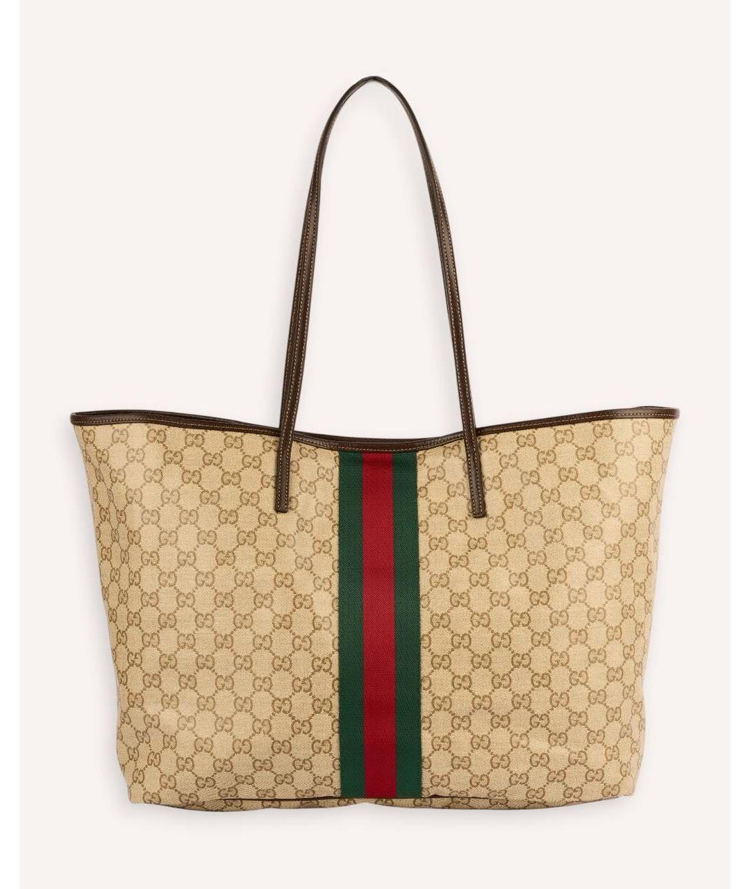 GUCCI Коричневая сумка тоут из канвы, фото 6