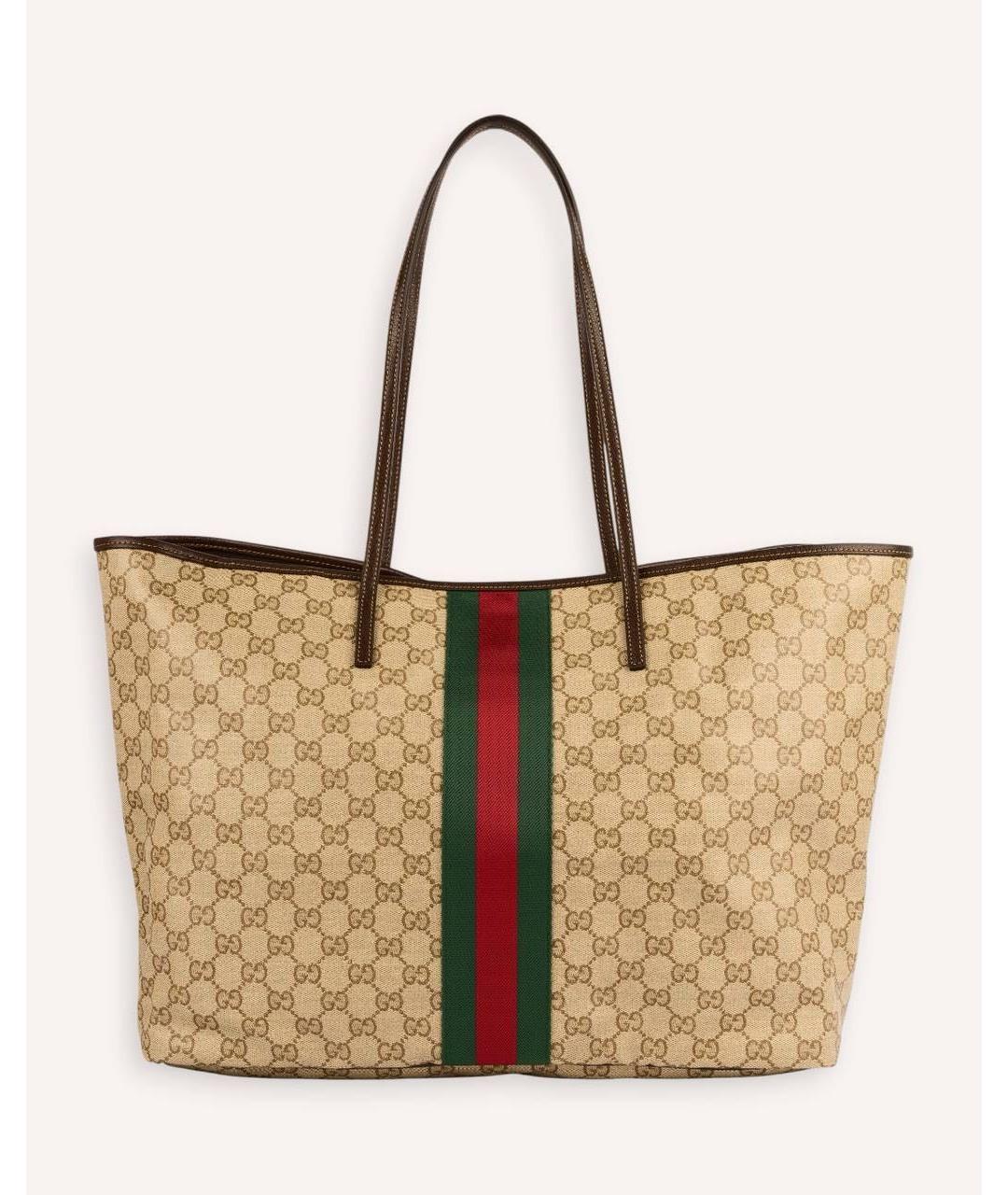 GUCCI Коричневая сумка тоут из канвы, фото 2