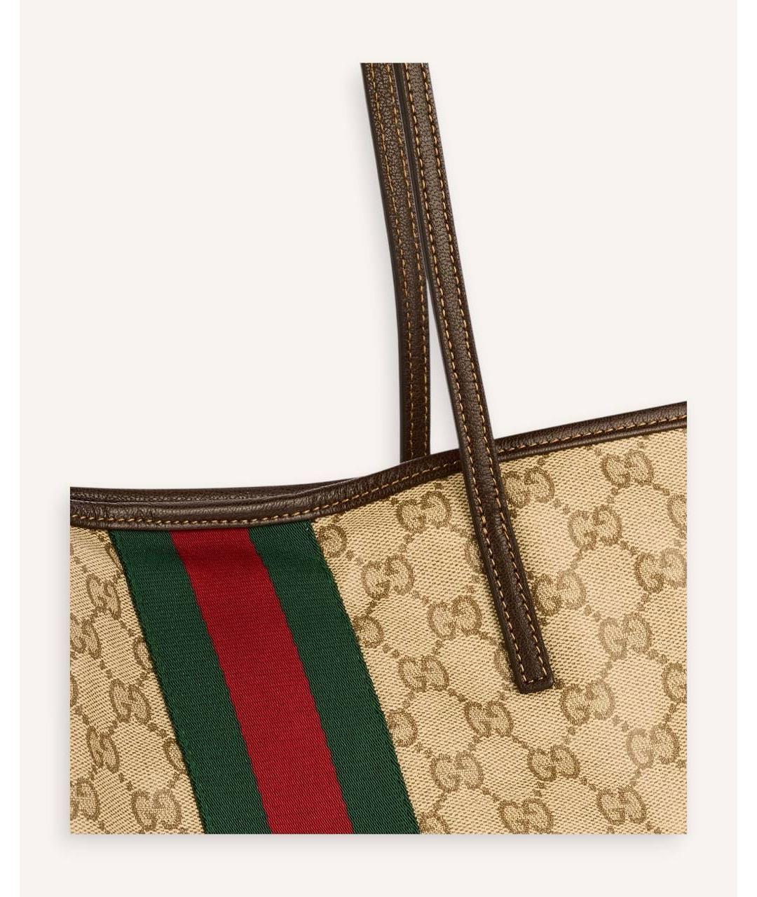 GUCCI Коричневая сумка тоут из канвы, фото 3
