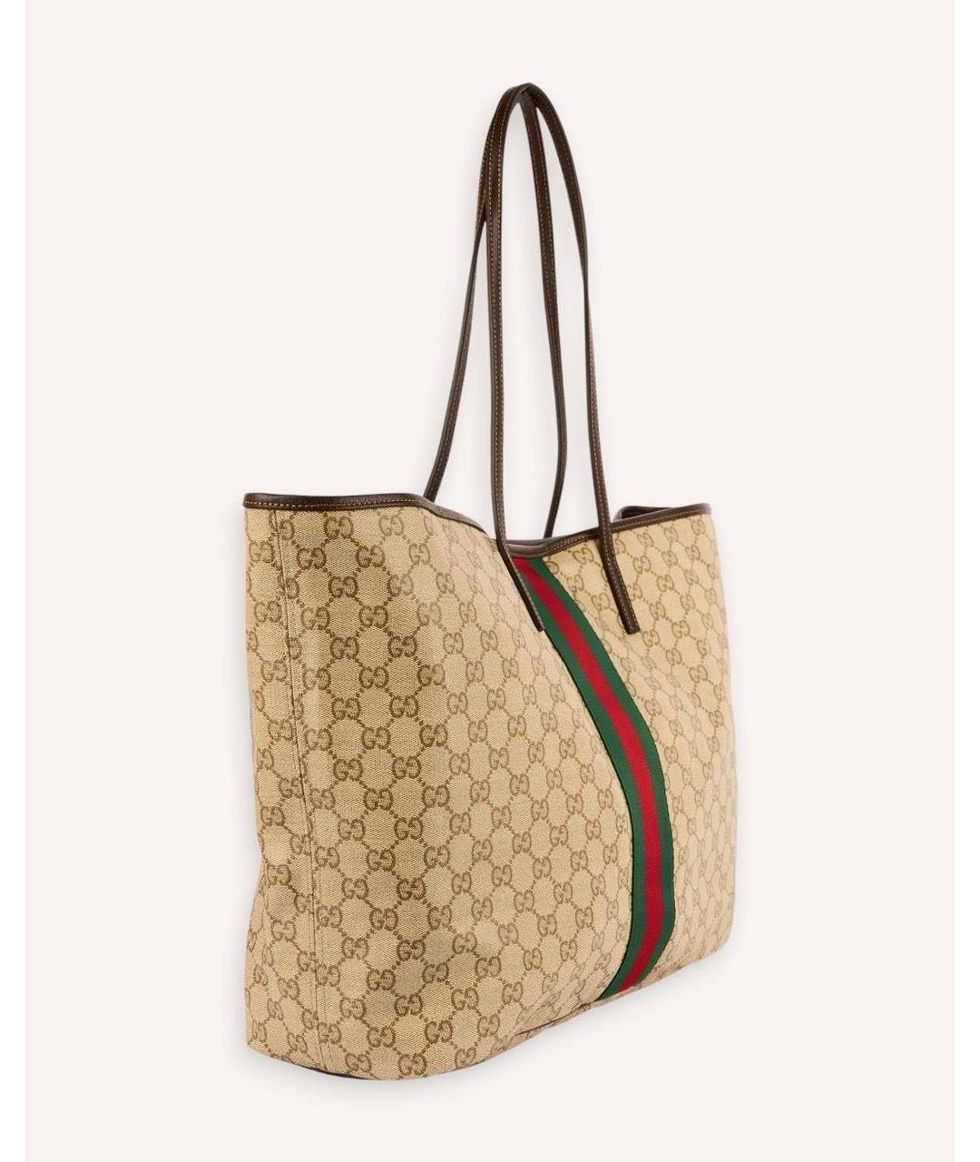 GUCCI Коричневая сумка тоут из канвы, фото 4