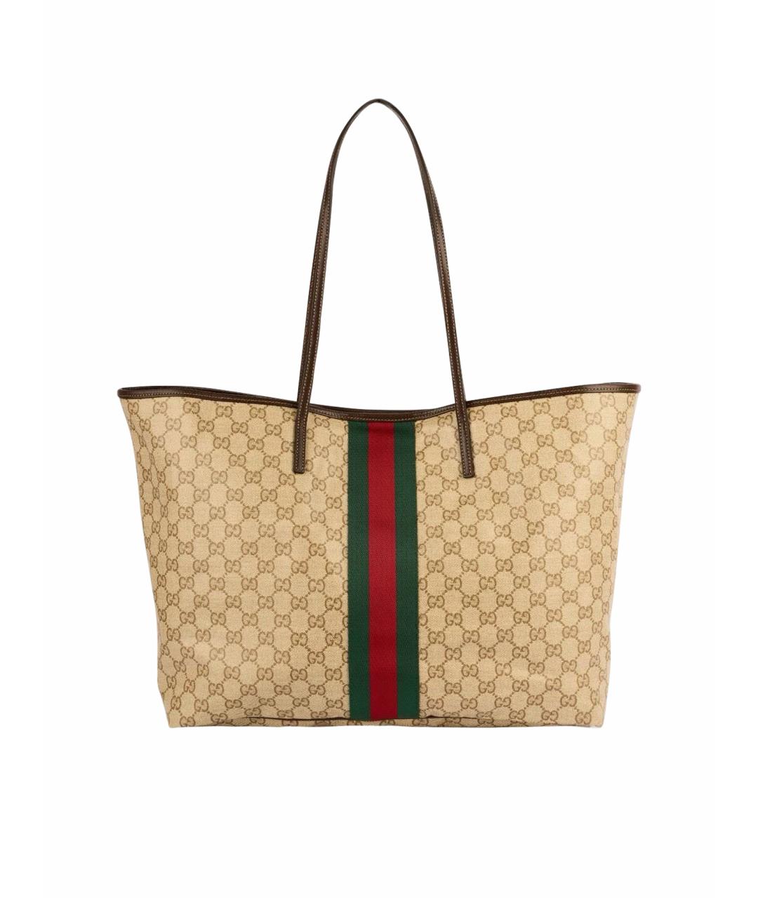 GUCCI Коричневая сумка тоут из канвы, фото 1