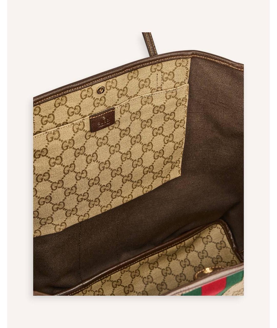 GUCCI Коричневая сумка тоут из канвы, фото 5