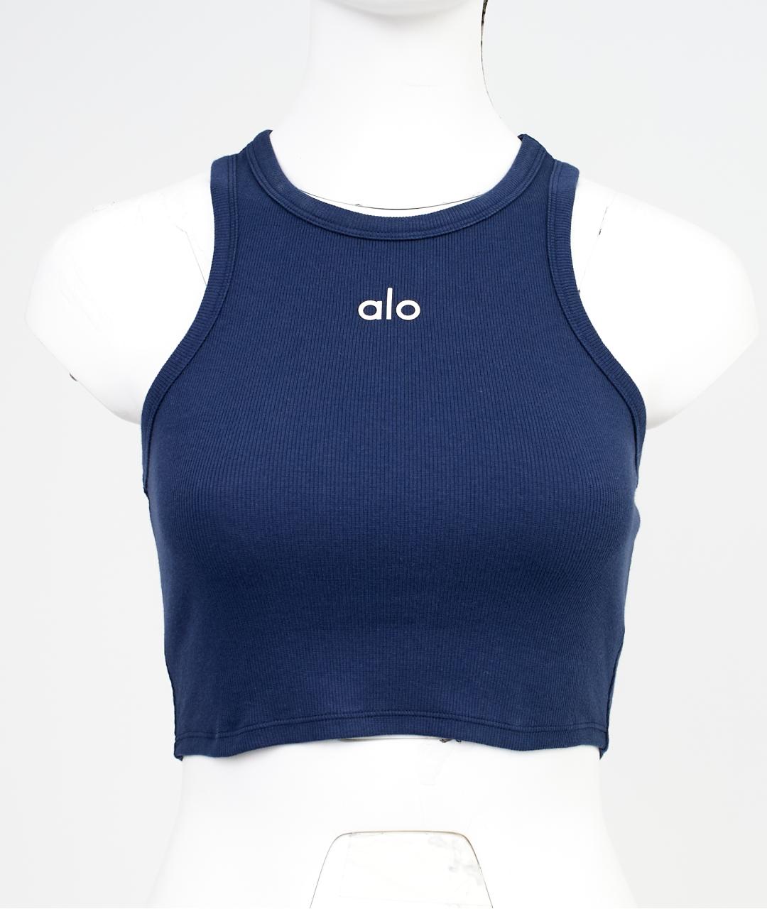 ALO YOGA Синяя хлопковая майка, фото 4