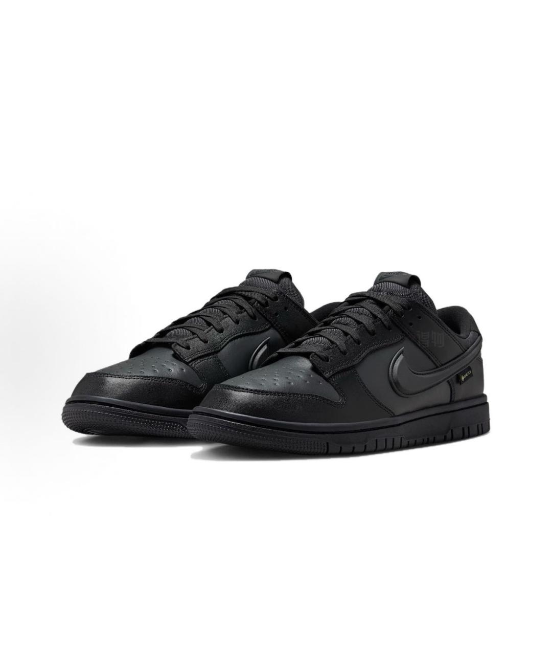 NIKE Черные кожаные низкие кроссовки / кеды, фото 2