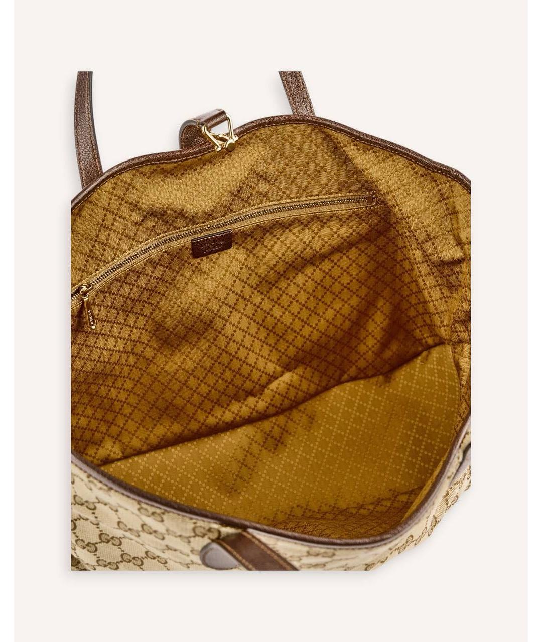 GUCCI Коричневая сумка тоут из канвы, фото 5