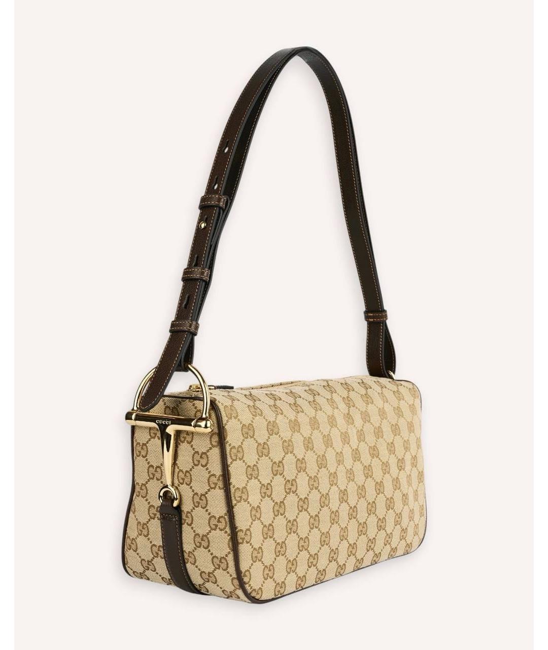 GUCCI Коричневая сумка через плечо из канвы, фото 4