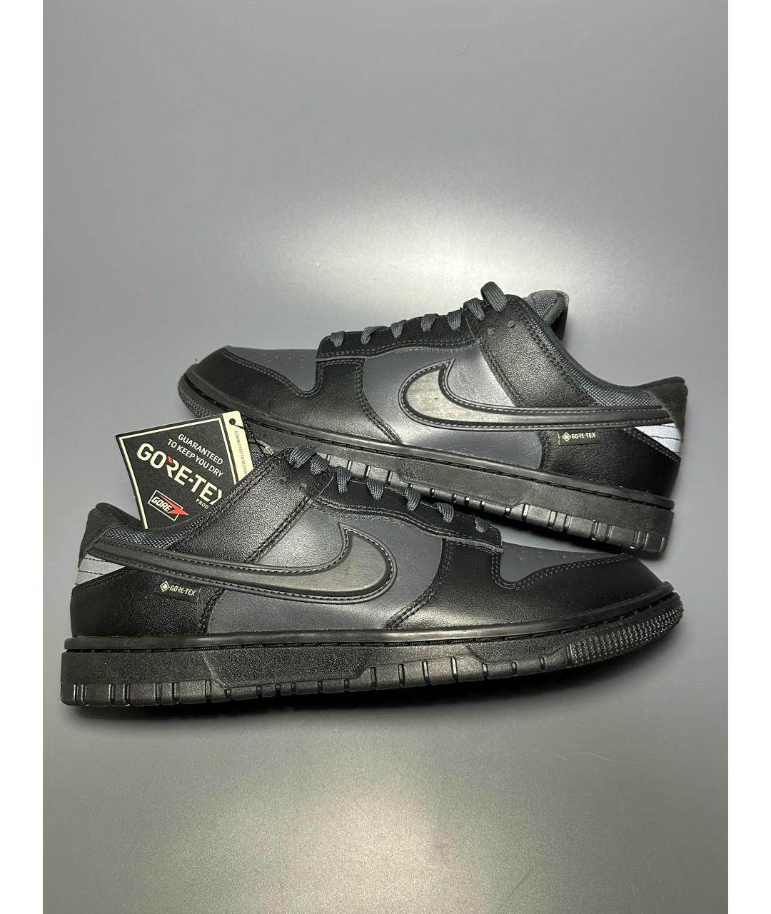 NIKE Черные кожаные низкие кроссовки / кеды, фото 6