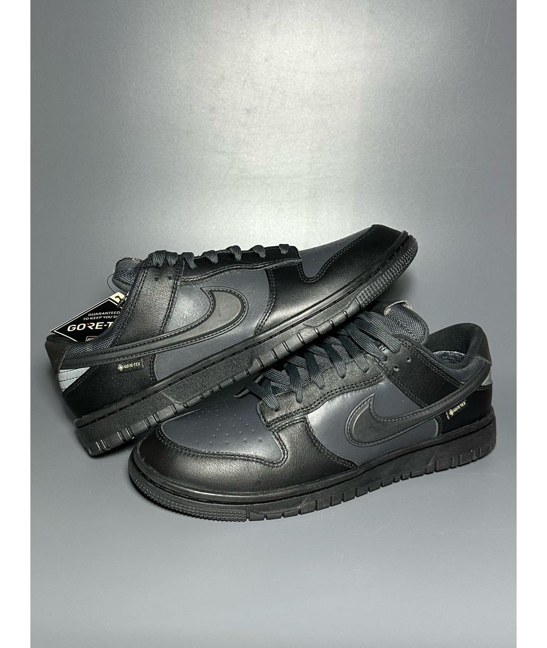 NIKE Черные кожаные низкие кроссовки / кеды, фото 5