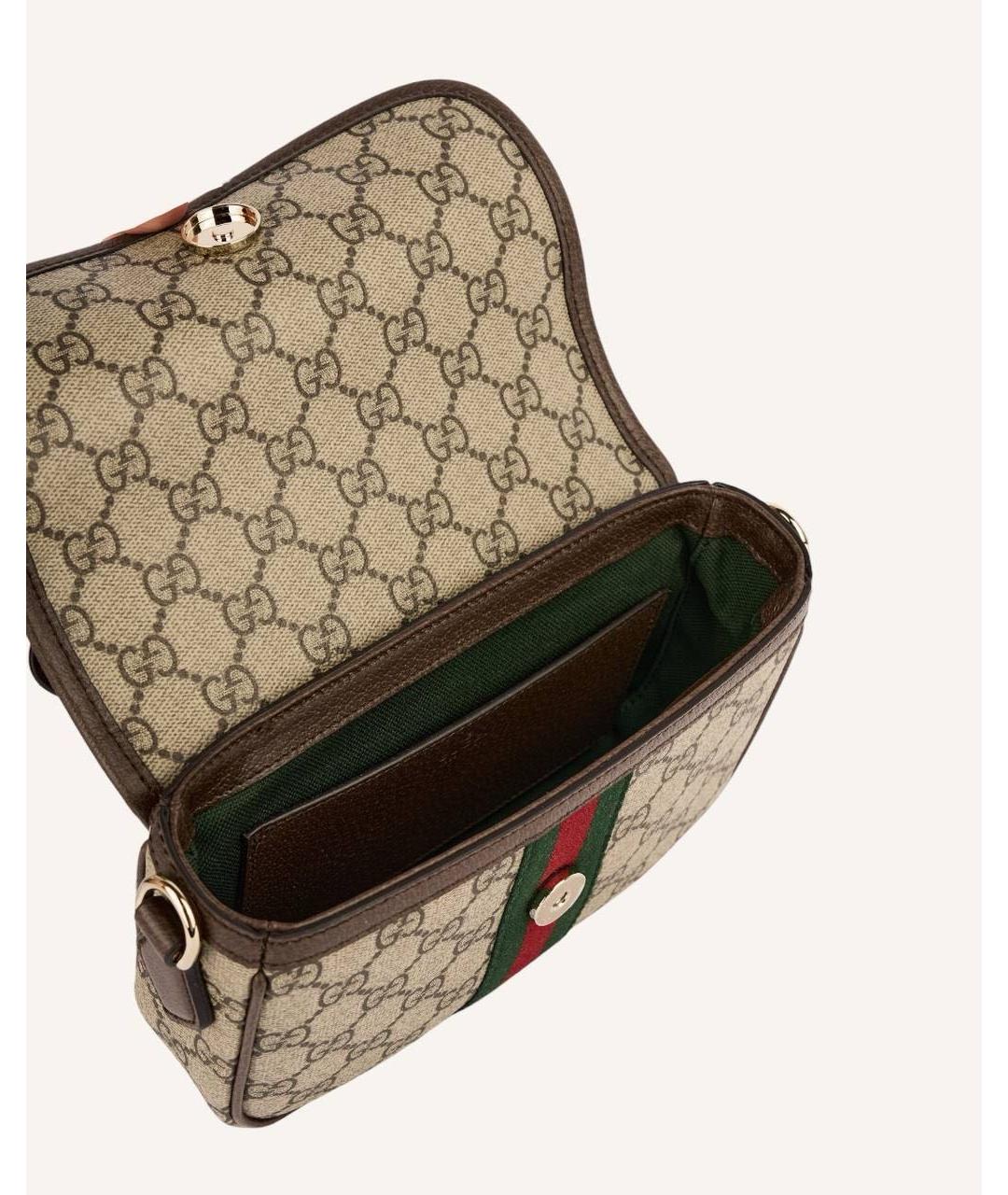 GUCCI Коричневая сумка через плечо из канвы, фото 5