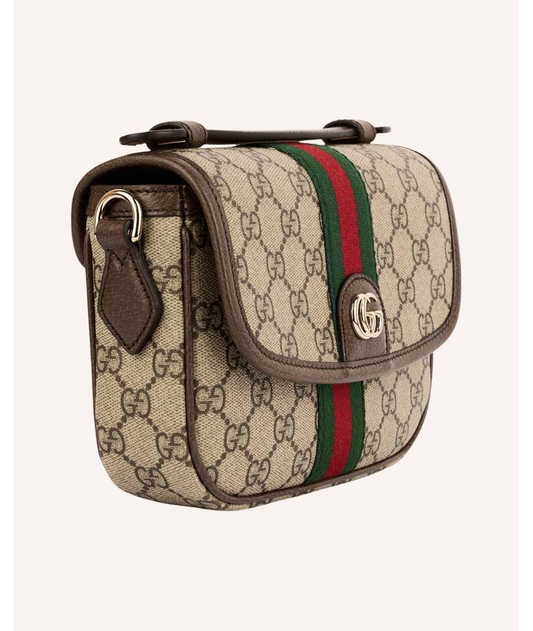 GUCCI Коричневая сумка через плечо из канвы, фото 2
