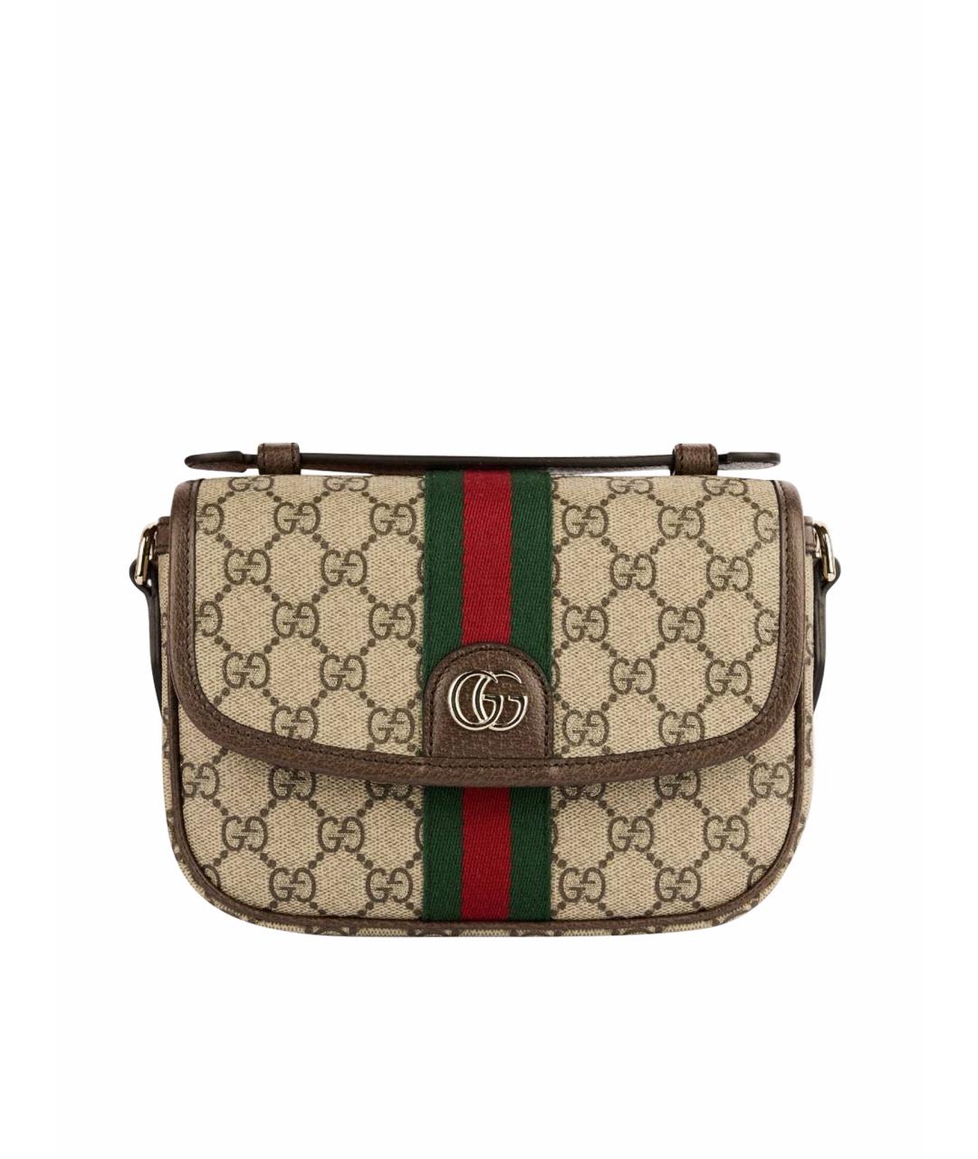 GUCCI Коричневая сумка через плечо из канвы, фото 1