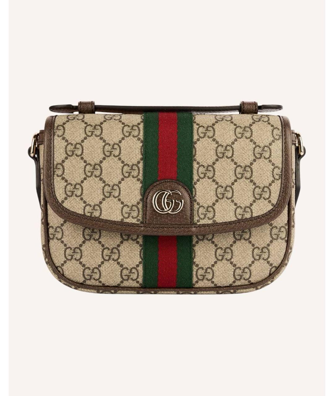 GUCCI Коричневая сумка через плечо из канвы, фото 7