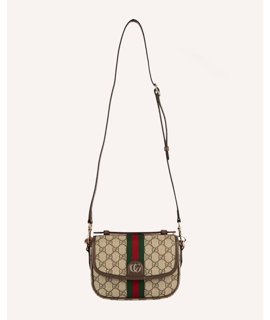 GUCCI Коричневая сумка через плечо из канвы, фото 6