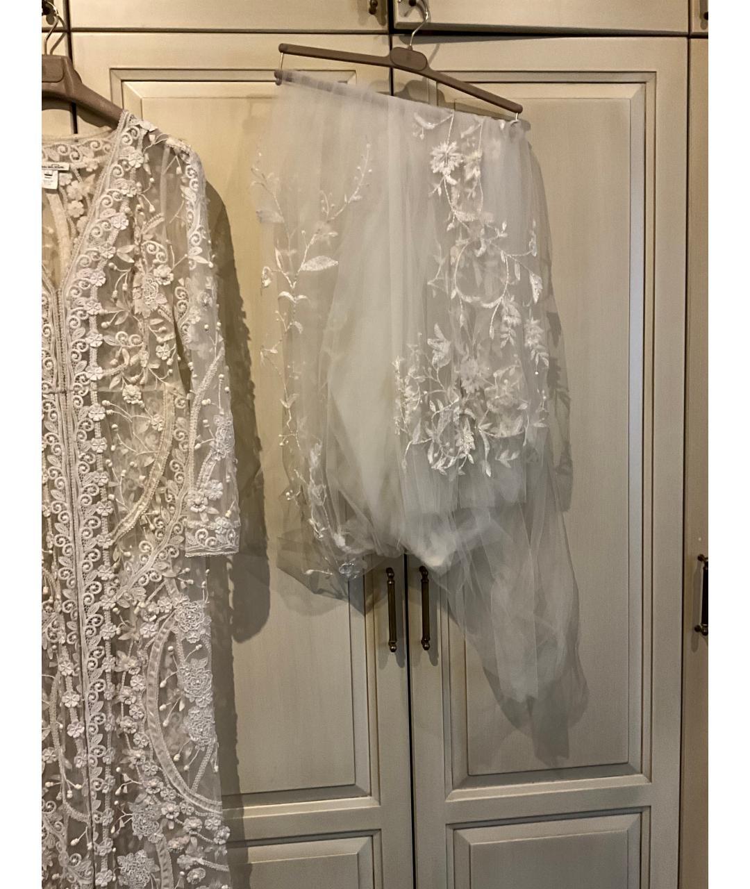 OSCAR DE LA RENTA Бежевое шелковое свадебное платье, фото 3