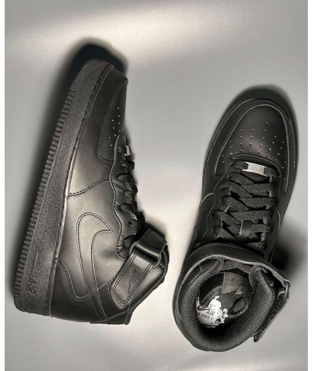 NIKE Черные кожаные высокие кроссовки / кеды, фото 7
