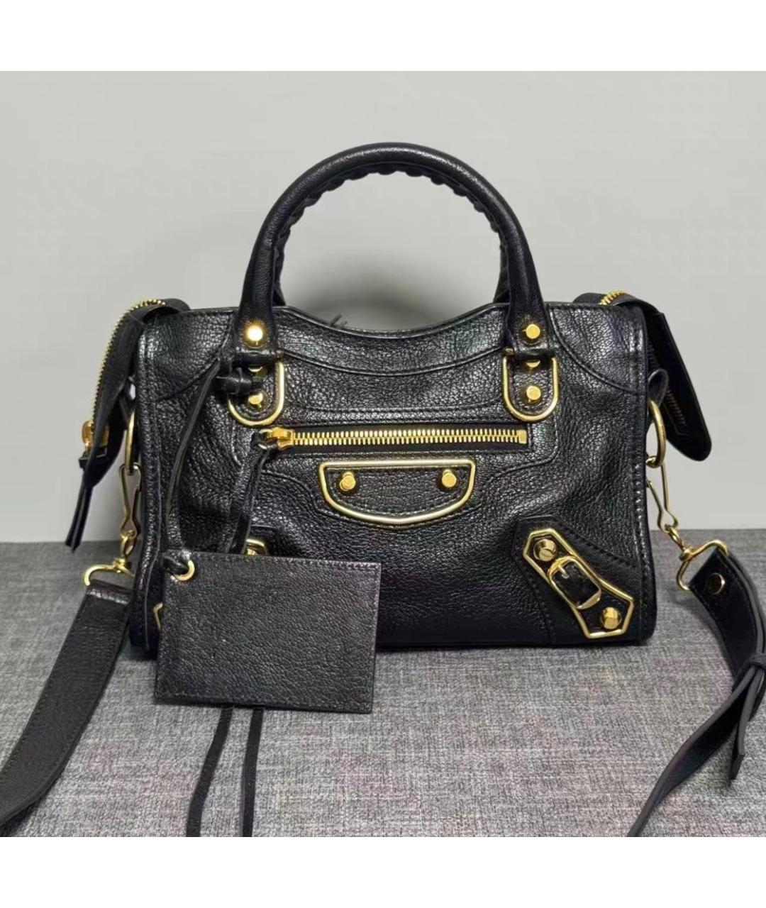 BALENCIAGA Черная кожаная сумка через плечо, фото 9