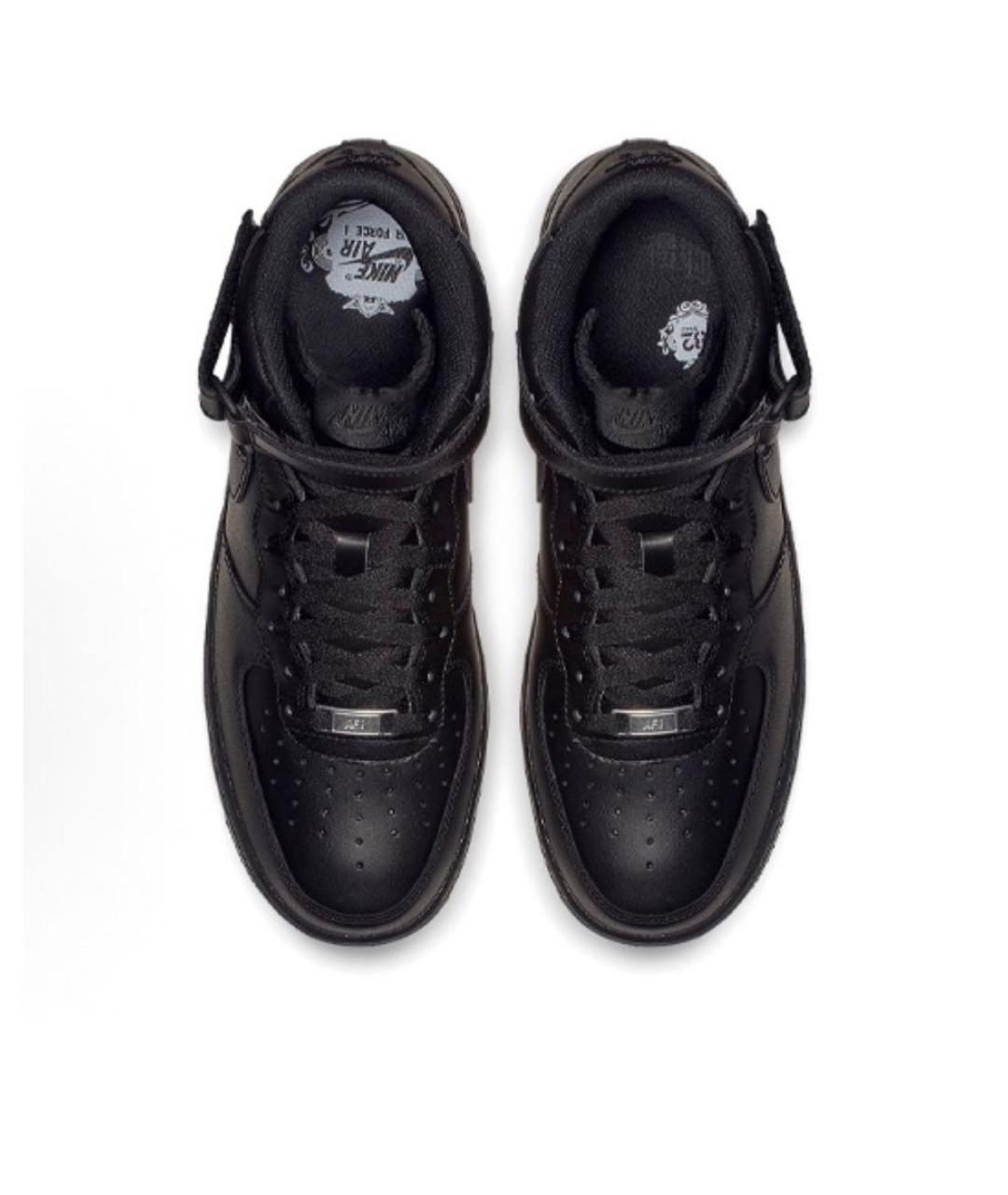 NIKE Черные кожаные высокие кроссовки / кеды, фото 3