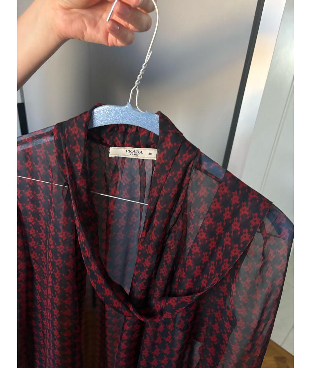 PRADA Бордовая шелковая блузы, фото 3