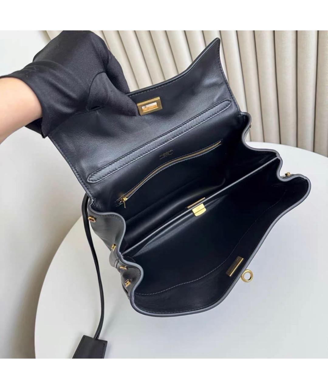 BALENCIAGA Черная кожаная сумка тоут, фото 7