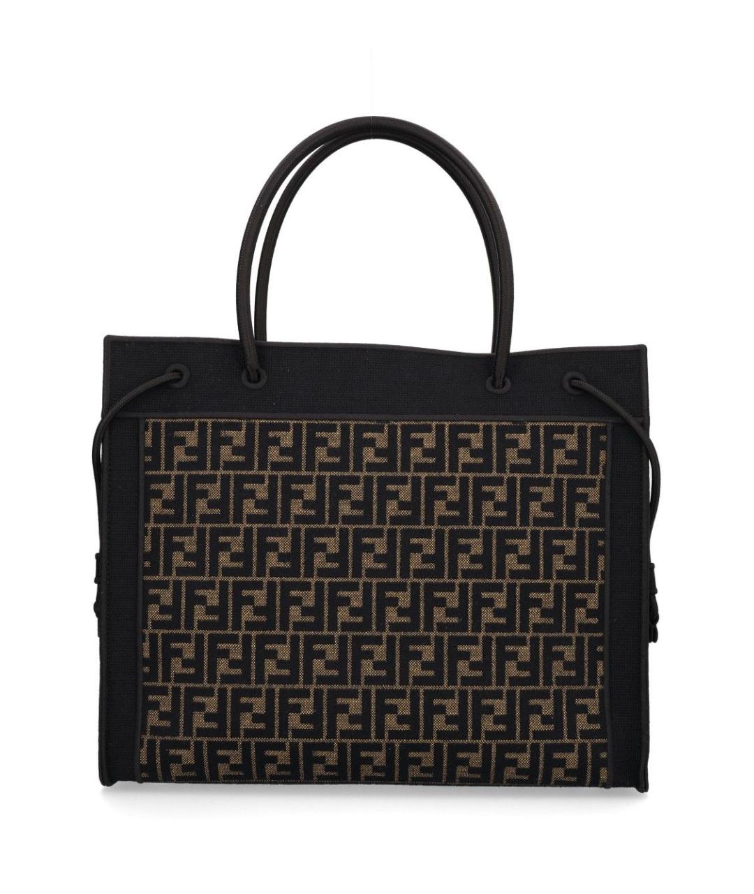FENDI Коричневая хлопковая сумка тоут, фото 3