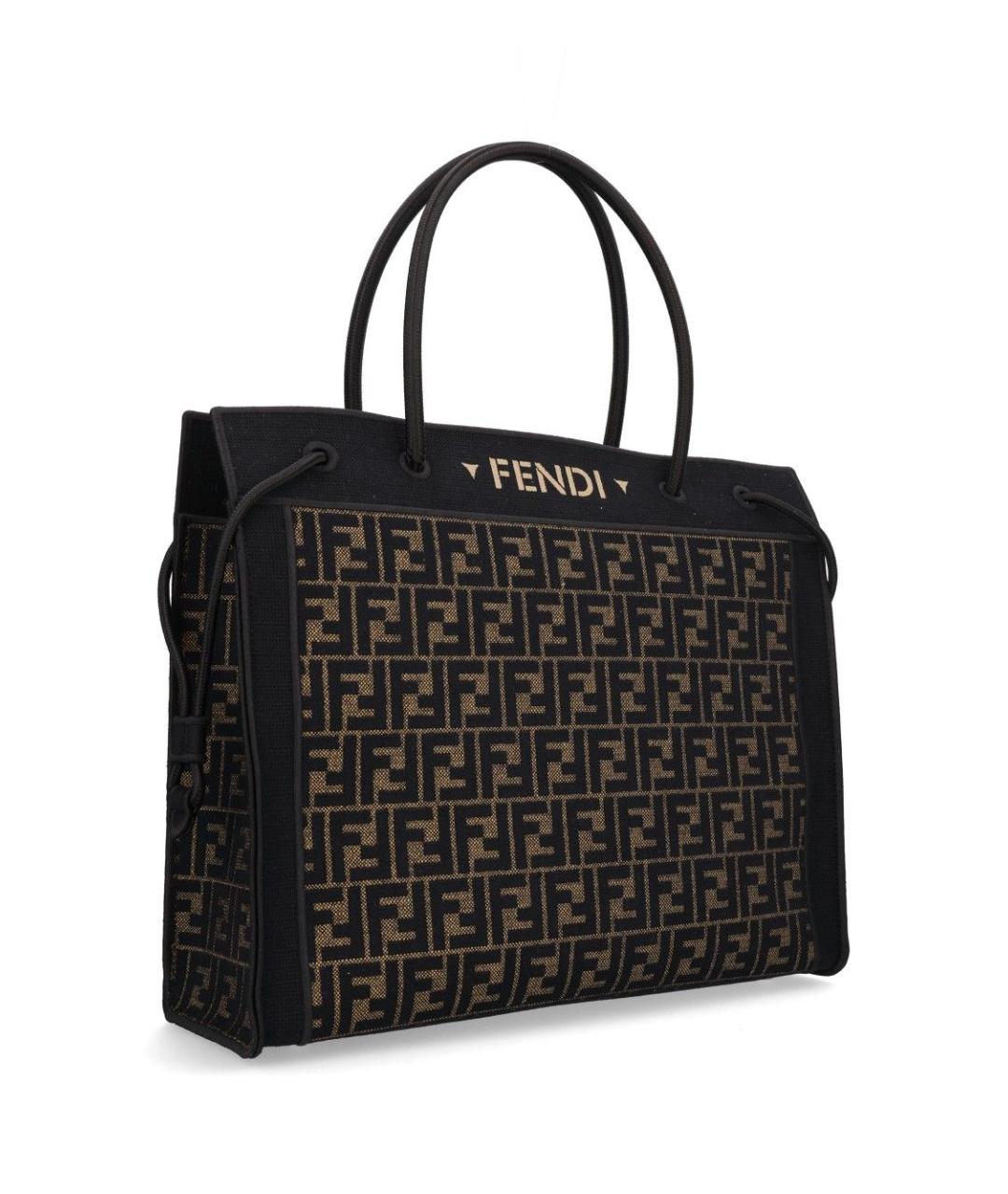 FENDI Коричневая хлопковая сумка тоут, фото 2