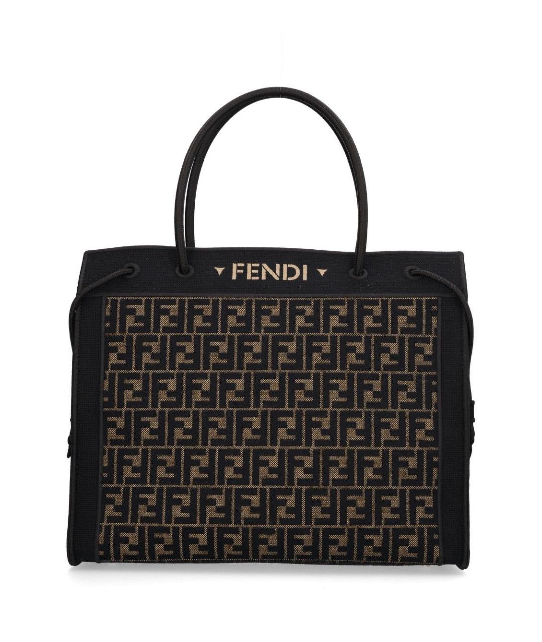 FENDI Коричневая хлопковая сумка тоут, фото 1