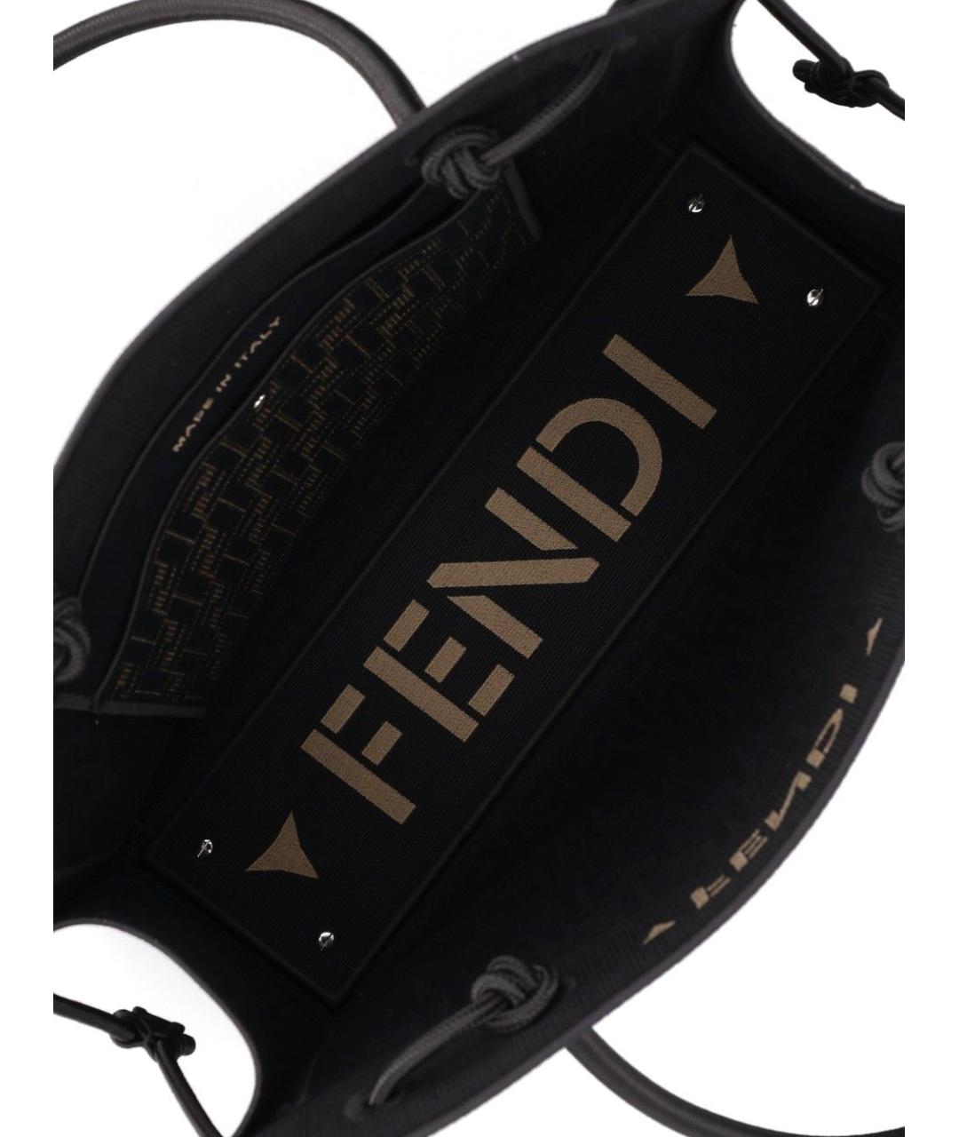 FENDI Коричневая хлопковая сумка тоут, фото 4
