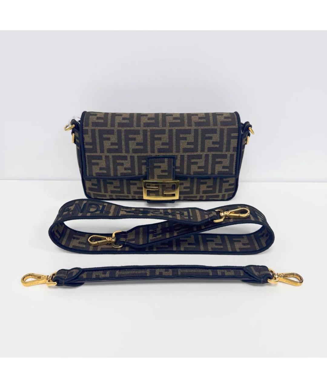 FENDI Коричневая тканевая сумка через плечо, фото 9