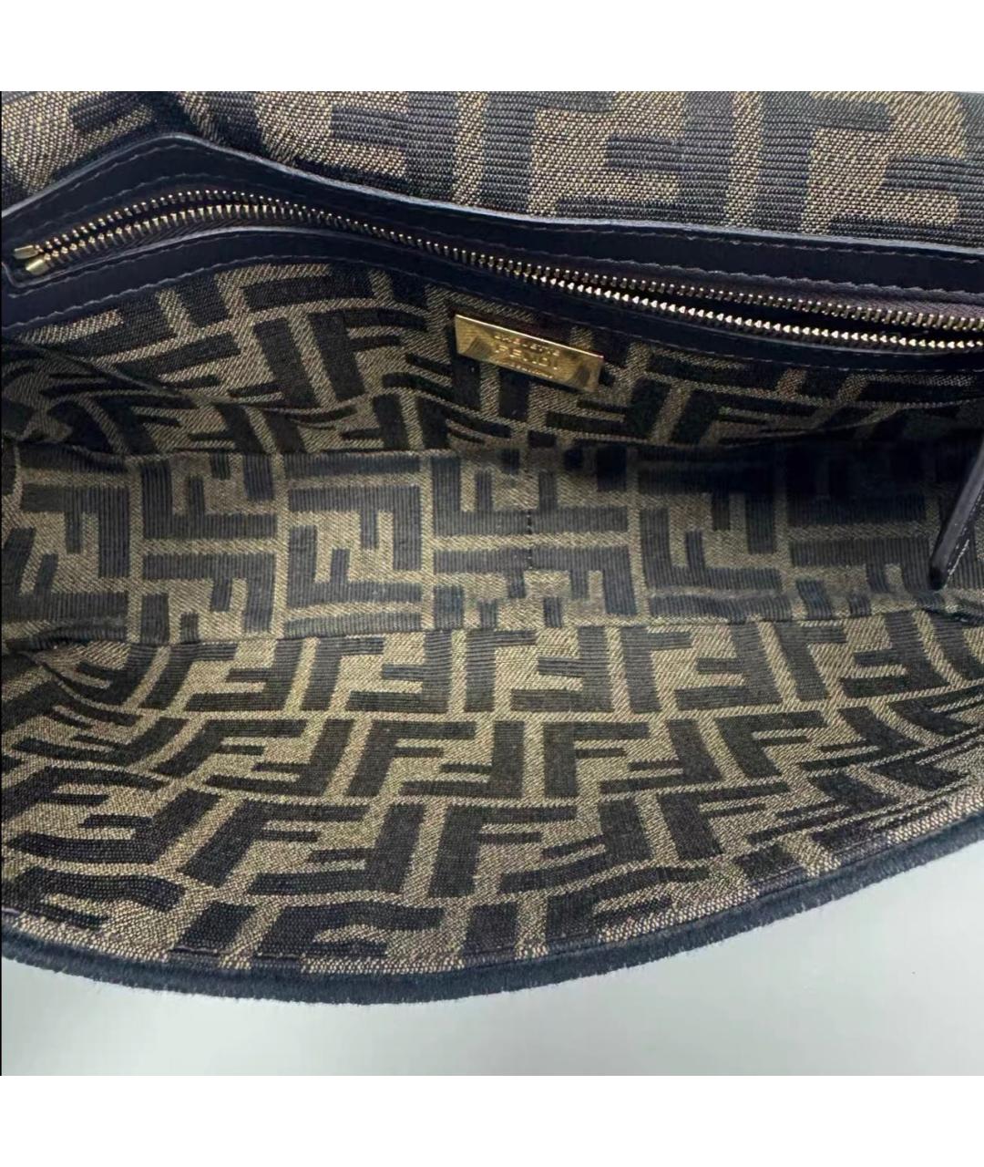 FENDI Коричневая тканевая сумка через плечо, фото 5