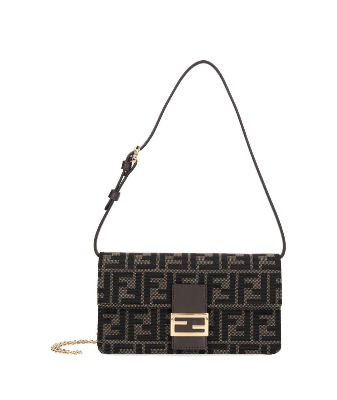 FENDI Коричневая тканевая сумка через плечо, фото 1