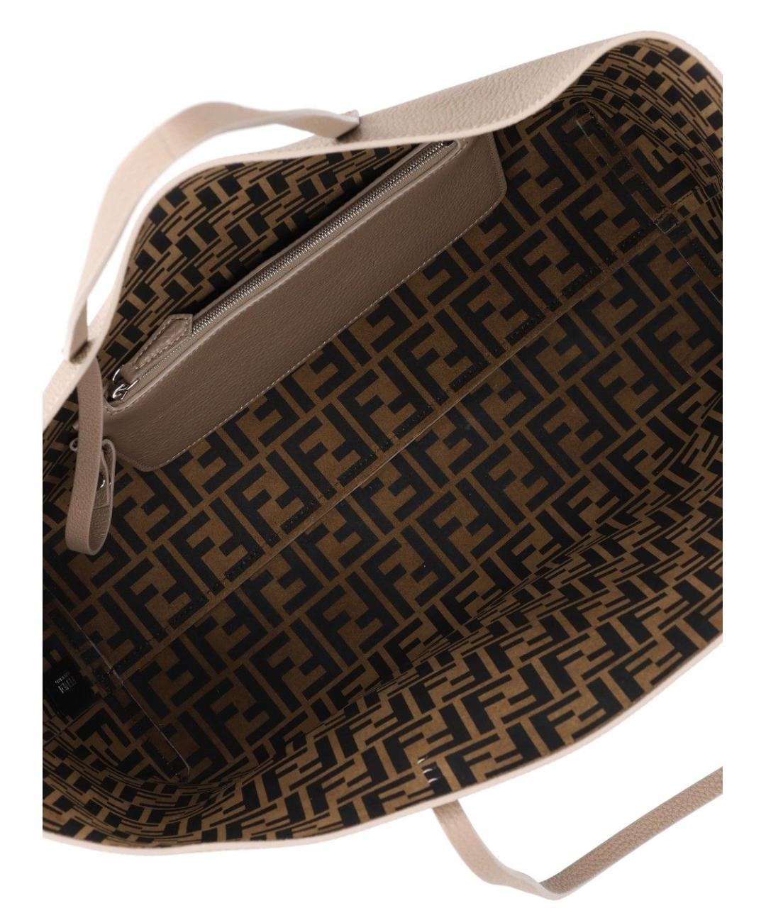 FENDI Бежевая кожаная сумка тоут, фото 4