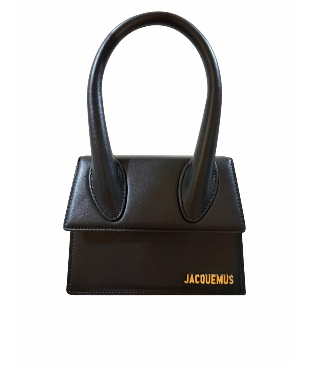 JACQUEMUS Черная кожаная сумка с короткими ручками, фото 1