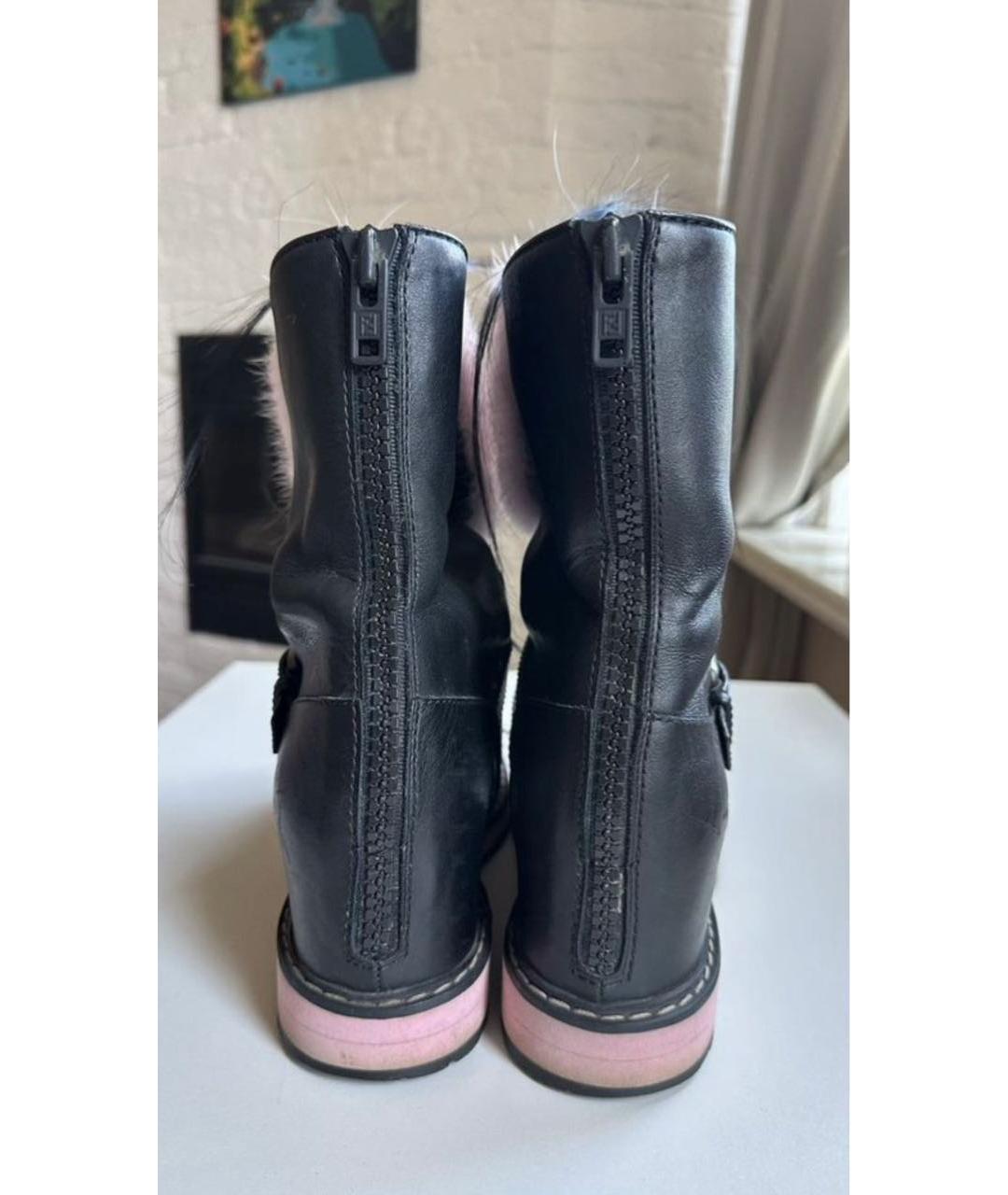 FENDI Черные кожаные полусапоги, фото 4