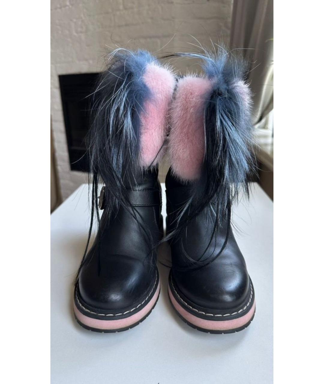 FENDI Черные кожаные полусапоги, фото 3
