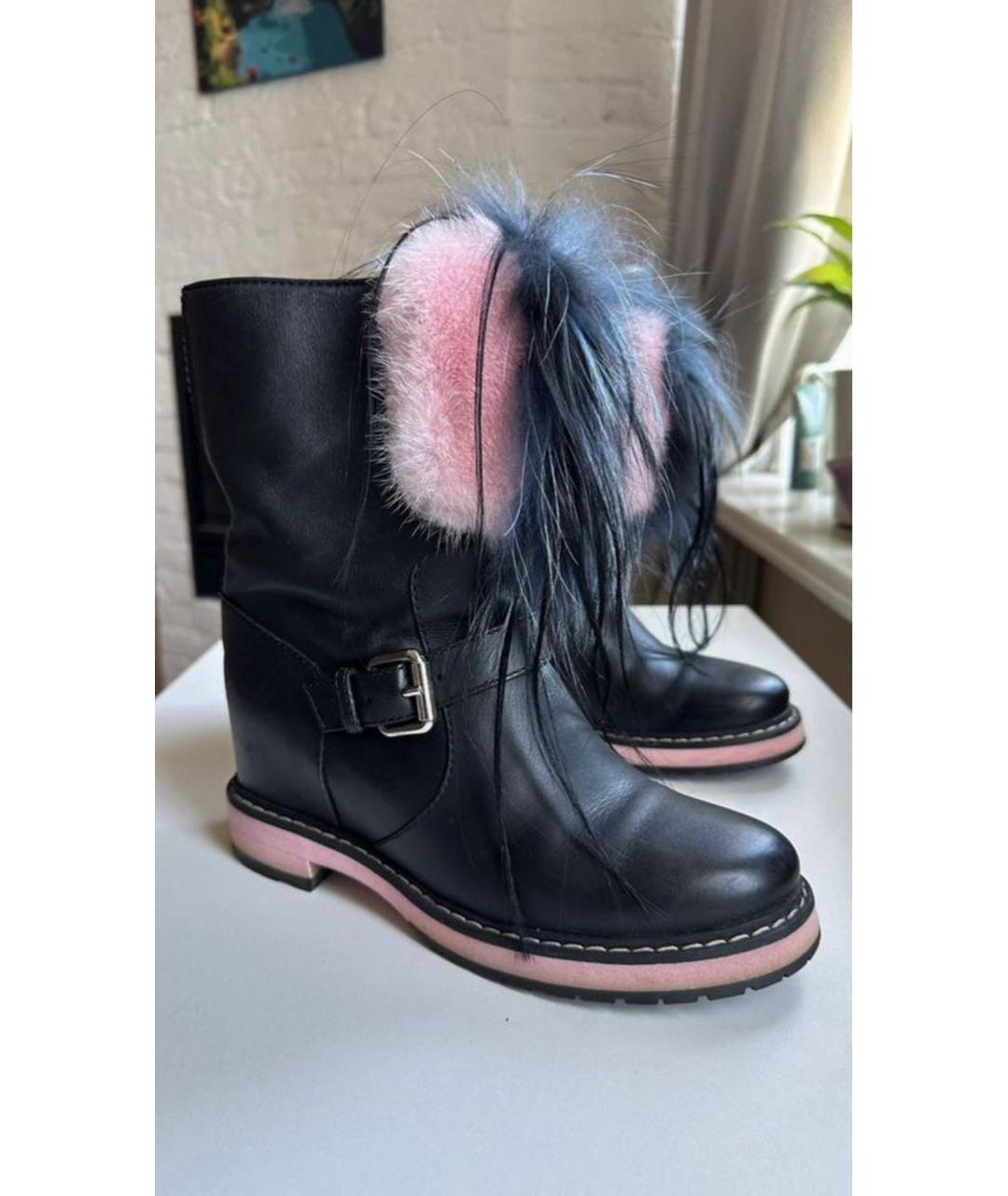 FENDI Черные кожаные полусапоги, фото 2