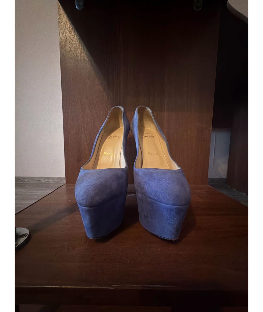 CHRISTIAN LOUBOUTIN Синие замшевые туфли, фото 2