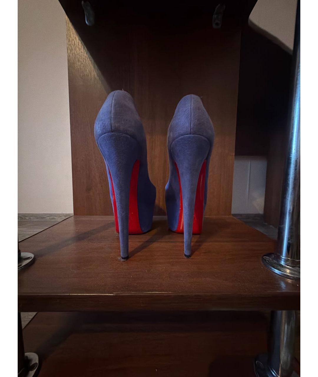 CHRISTIAN LOUBOUTIN Синие замшевые туфли, фото 4