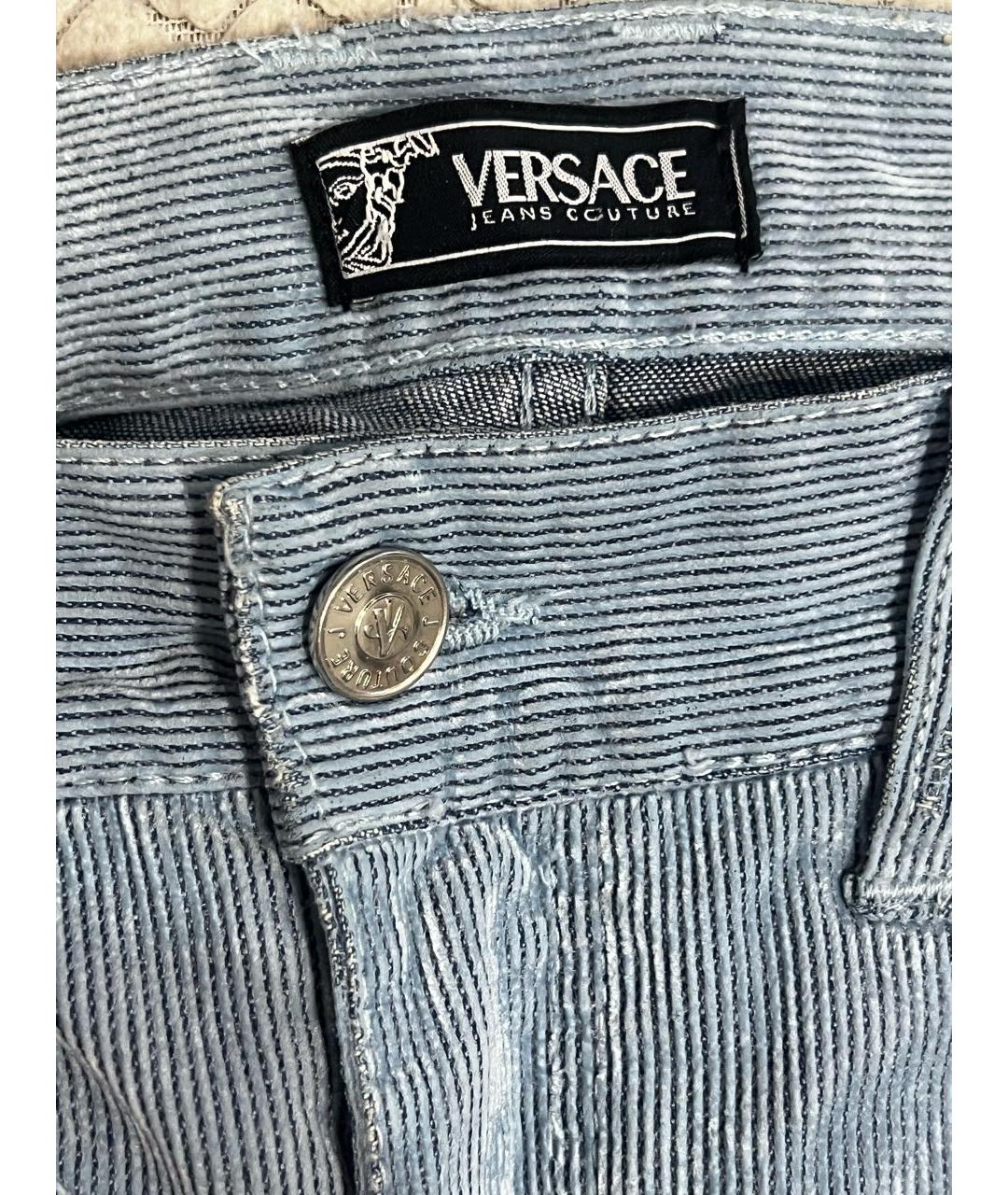 VERSACE JEANS COUTURE Голубые хлопковые джинсы клеш, фото 3