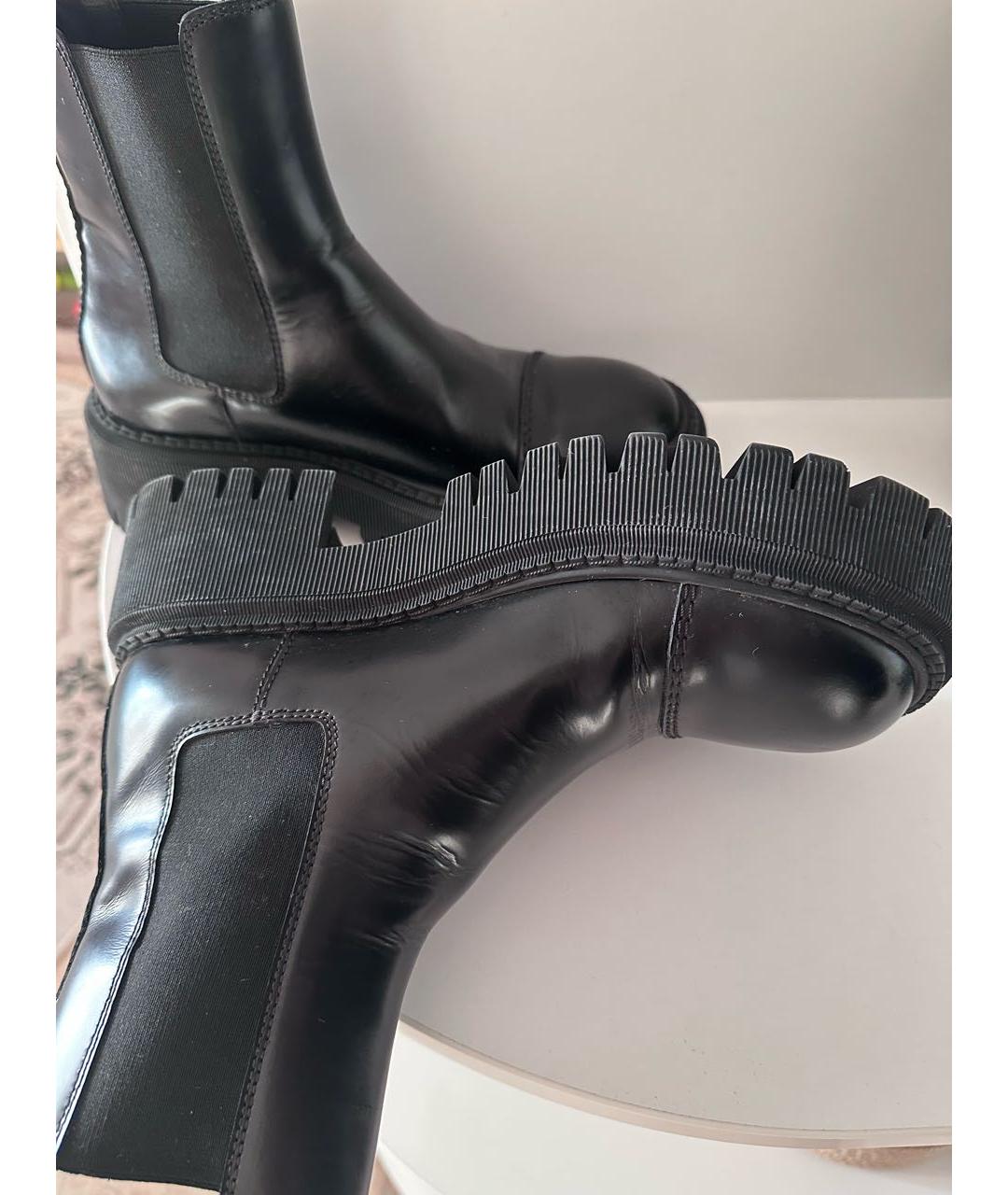BALENCIAGA Черные кожаные ботинки, фото 2