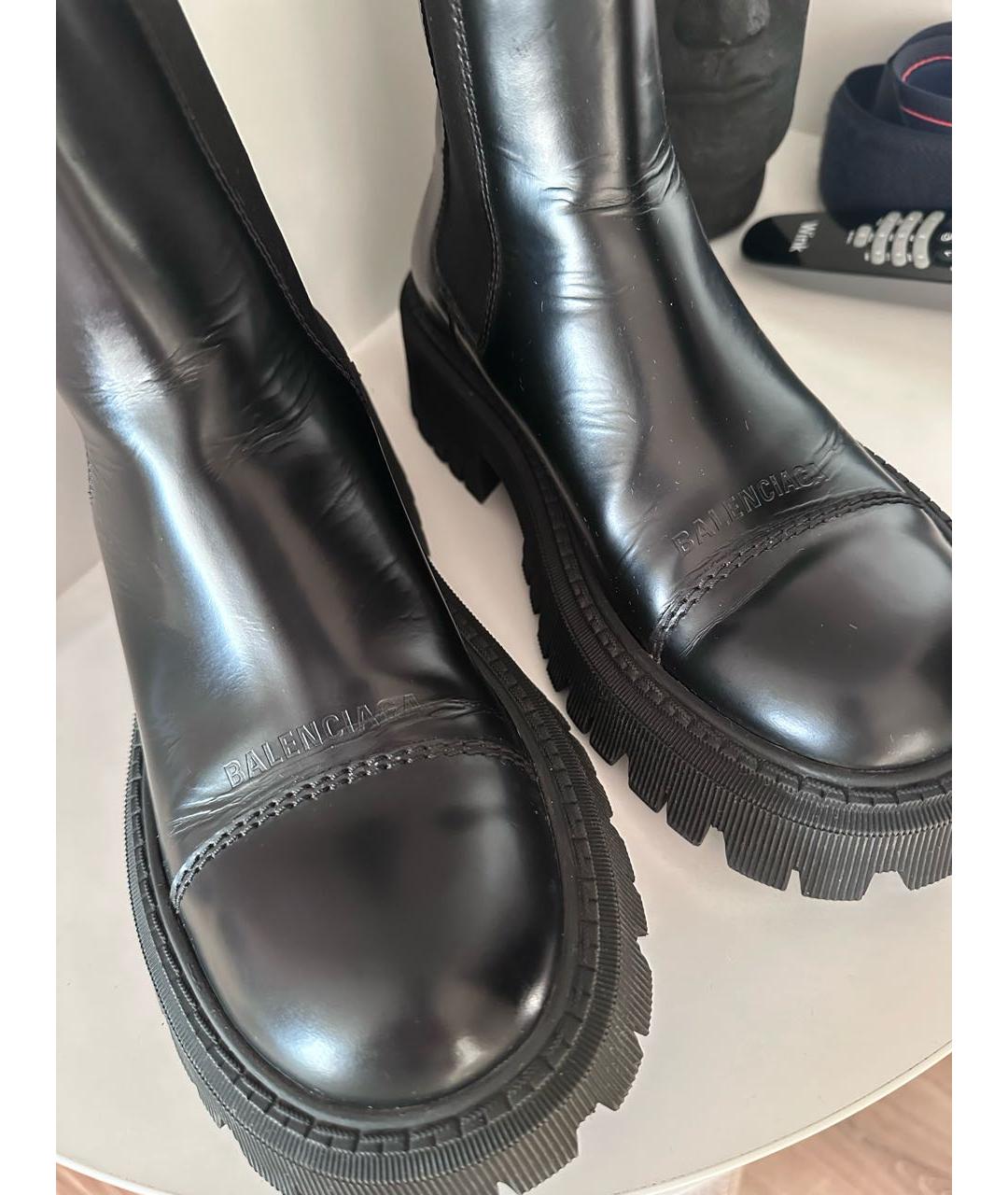 BALENCIAGA Черные кожаные ботинки, фото 3