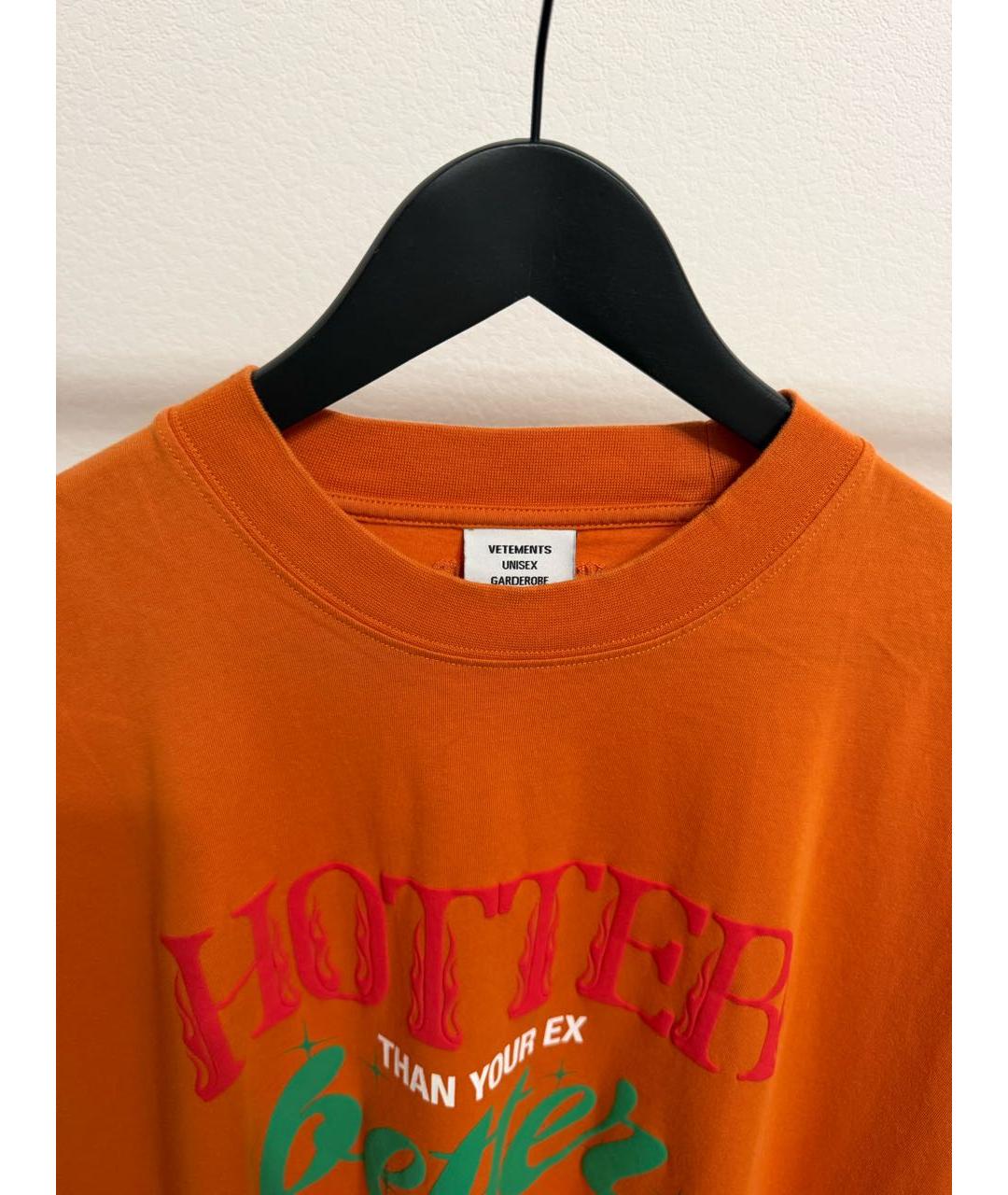VETEMENTS Оранжевая хлопковая футболка, фото 6