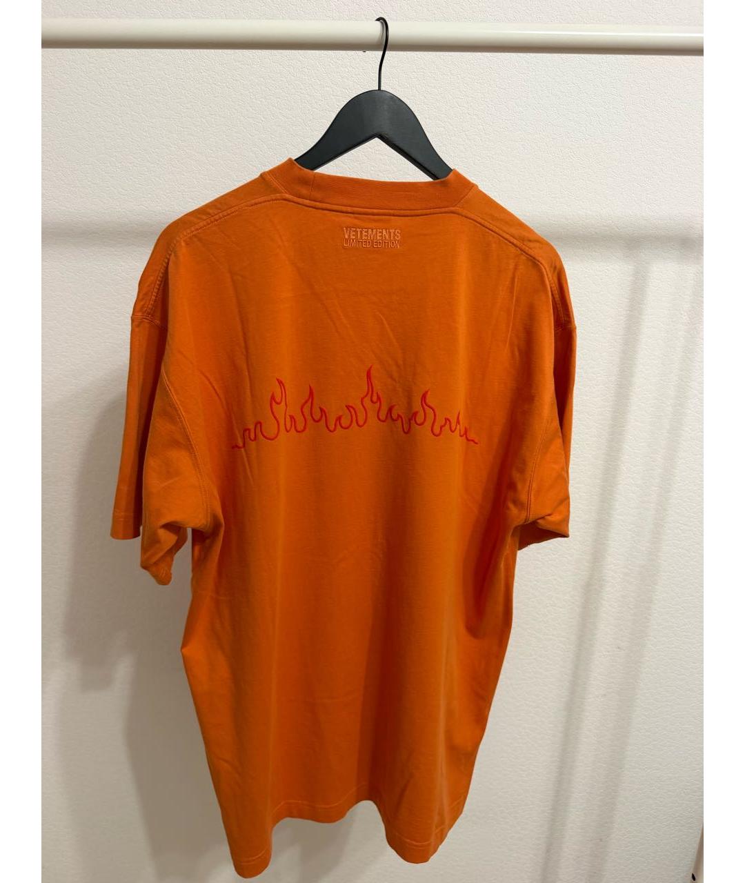 VETEMENTS Оранжевая хлопковая футболка, фото 2