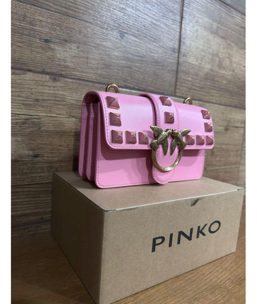 PINKO Розовая кожаная сумка через плечо, фото 2