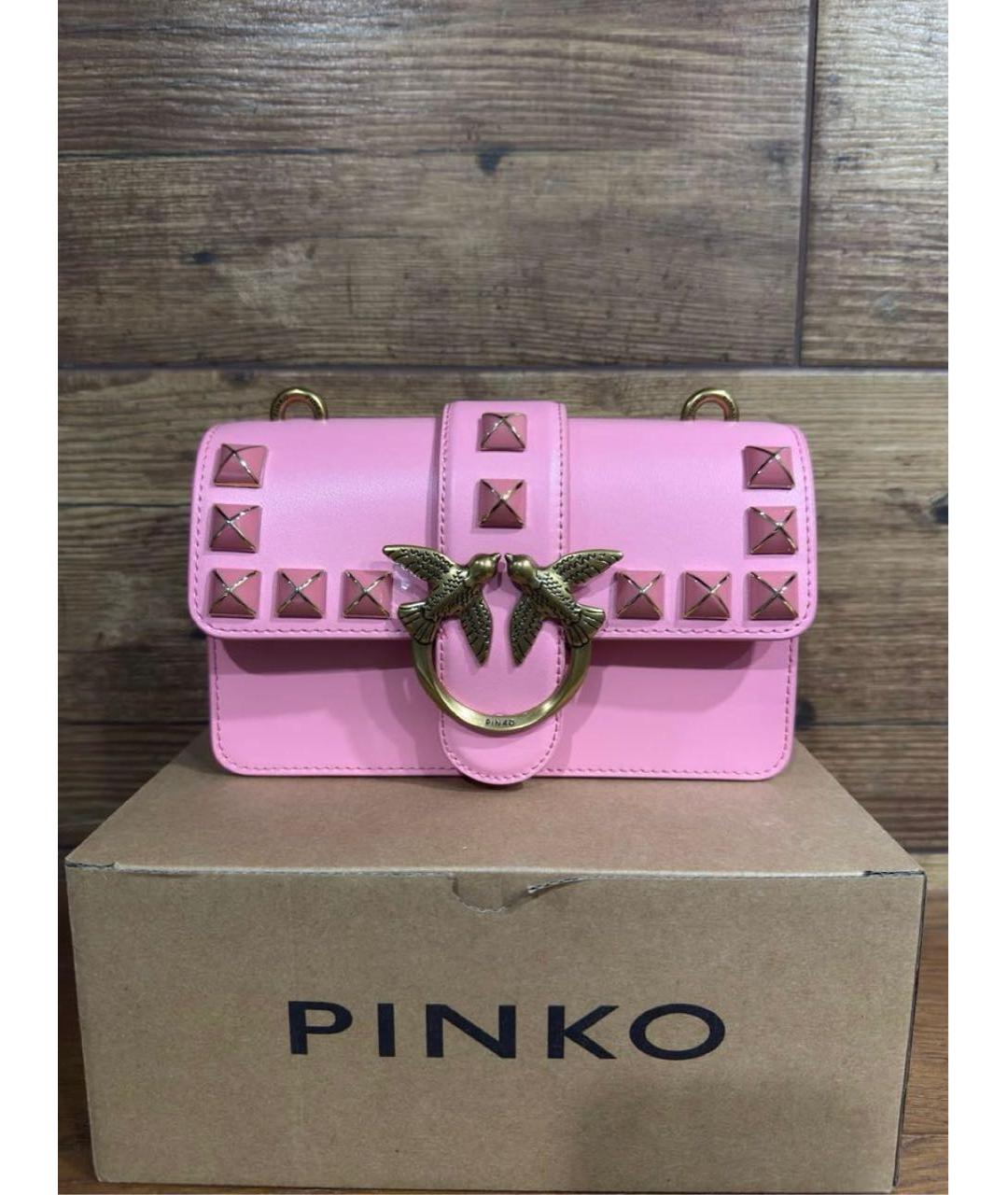 PINKO Розовая кожаная сумка через плечо, фото 4