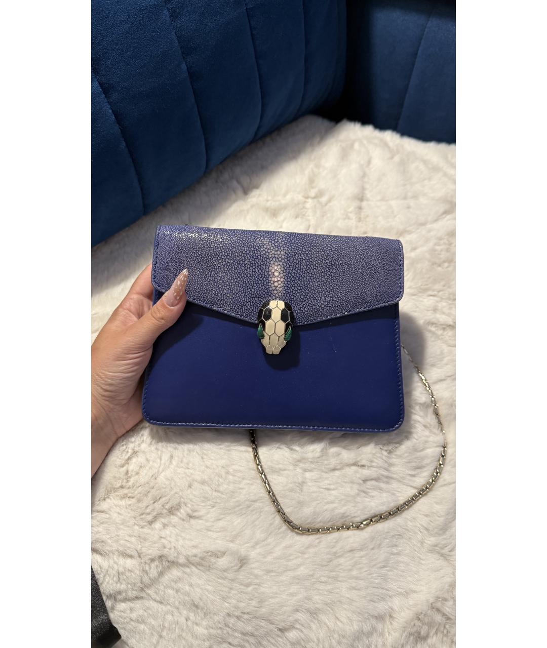 BVLGARI Синяя поясная сумка из экзотической кожи, фото 9