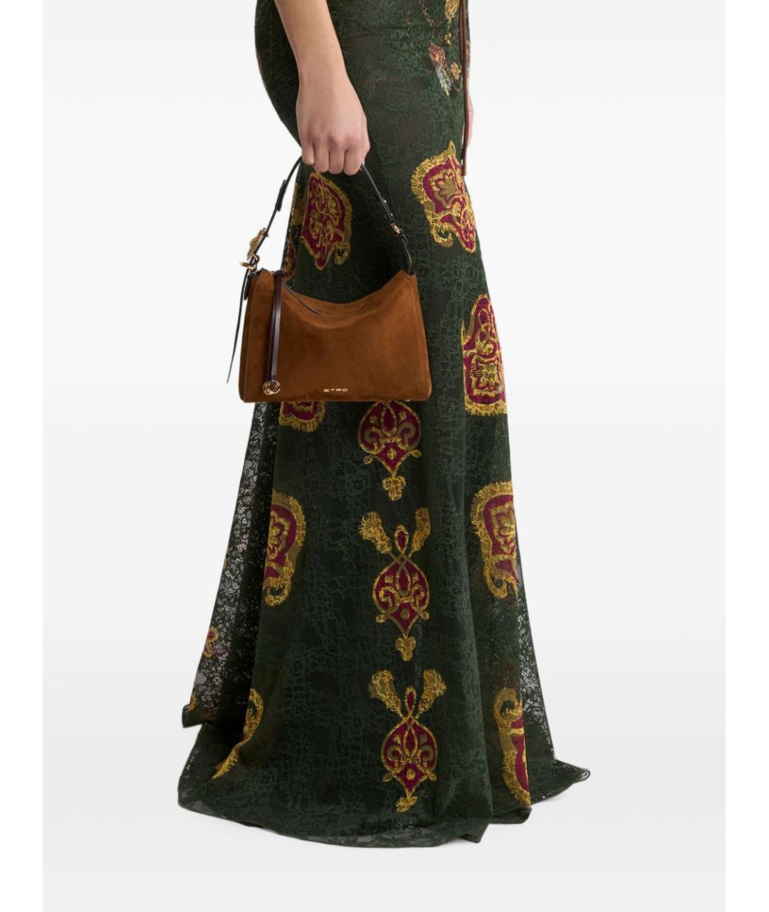 ETRO Коричневая замшевая сумка с короткими ручками, фото 2